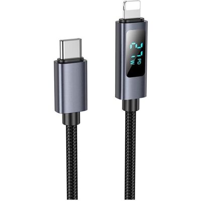 Hoco Cable cable Type C to Lightning with display PD 27W X112 1 m black (1 m, USB 3.2 Gen 1, 27 W), Câble USB Hoco Cable cable Type C to Lightning with display PD 27W X112 1 m black (1 m, USB 3.2 Gen 1, 27 W), Câble USB