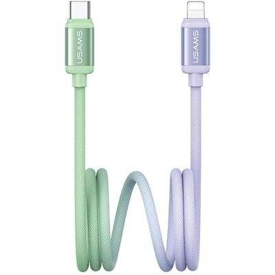 Usams Cable Bicolor Series SJ757 PD 30W USB-C/Lightning 1.2m green and purple (1.20 m, 30 W), Câble USB Usams Cable Bicolor Series SJ757 PD 30W USB-C/Lightning 1.2m green and purple (1.20 m, 30 W), Câble USB