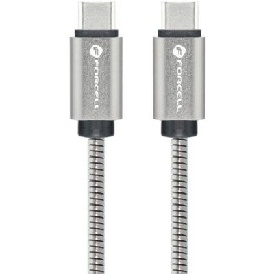 Forcell Cable F-ENERGY Metal C239 cable Type C to Type C PD QC4.0 5A 100W E-mark 1 m silver (1 m, 100 W), Câble USB Forcell Cable F-ENERGY Metal C239 cable Type C to Type C PD QC4.0 5A 100W E-mark 1 m silver (1 m, 100 W), Câble USB