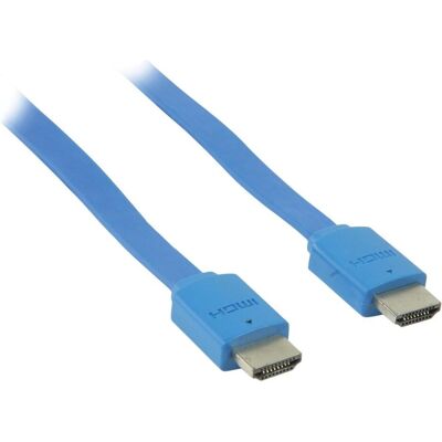 Valueline Câble HDMI plat bleu / Câble HDMI / HDMI 1.4 / 3D/4K / 2 m (2 m), Câble vidéo, Bleu Valueline Câble HDMI plat bleu / Câble HDMI / HDMI 1.4 / 3D/4K / 2 m (2 m), Câble vidéo, Bleu