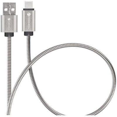 Forcell Cable F-ENERGY Metal C234 cable USB A to Type C QC4.0A 3A 66W 2 m silver (2 m, 66 W), Câble USB Forcell Cable F-ENERGY Metal C234 cable USB A to Type C QC4.0A 3A 66W 2 m silver (2 m, 66 W), Câble USB