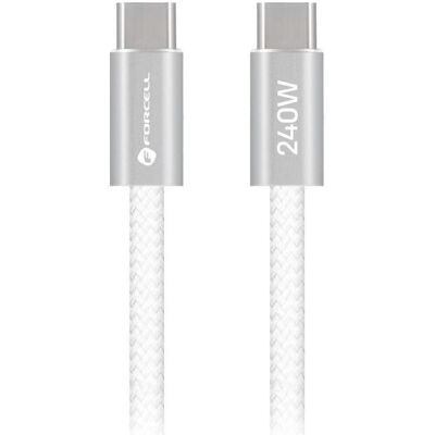 Forcell Cable Cable USB C to USB C F-Energy QC4.0 PD 5A 240W Cafule Color 2 m CBN1 white (2 m, 240 W), Câble USB Forcell Cable Cable USB C to USB C F-Energy QC4.0 PD 5A 240W Cafule Color 2 m CBN1 white (2 m, 240 W), Câble USB