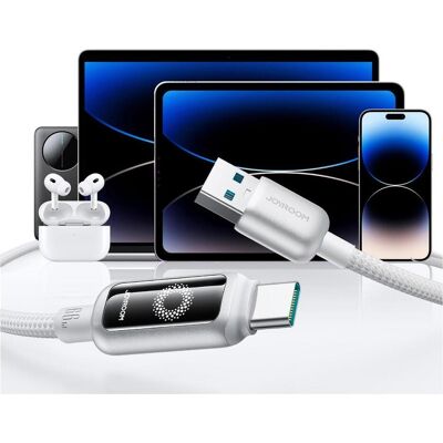 Joyroom USB-A to USB-C Fast Charging Data Cable 66W, 1.2m - White (1.20 m, USB 2.0, 66 W), Câble USB Joyroom USB-A to USB-C Fast Charging Data Cable 66W, 1.2m - White (1.20 m, USB 2.0, 66 W), Câble USB