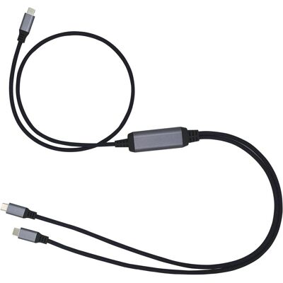 C-Tech USB Type-C PD 100W power splitter cable, 0.7m + 2x0.5m, black (0.70 m, 100 W), Câble USB C-Tech USB Type-C PD 100W power splitter cable, 0.7m + 2x0.5m, black (0.70 m, 100 W), Câble USB