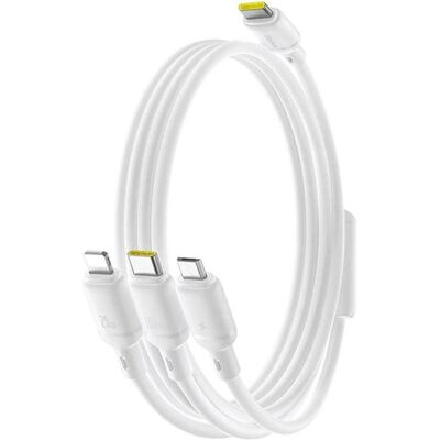 Baseus Silky 3-en-1 USB-C 100W 1.5m, Blanc (1.50 m, USB 2.0, 100 W), Câble USB Baseus Silky 3-en-1 USB-C 100W 1.5m, Blanc (1.50 m, USB 2.0, 100 W), Câble USB