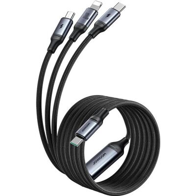 Joyroom SA21-1T3 Speedy Series 30W 3-in-1 Fast Charging Cable (Type-C to L+C+M) 1.2m-Black (1.20 m, 30 W), Câble USB Joyroom SA21-1T3 Speedy Series 30W 3-in-1 Fast Charging Cable (Type-C to L+C+M) 1.2m-Black (1.20 m, 30 W), Câble USB