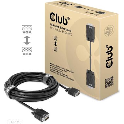 Club 3D Club3D câble VGA > VGA mâle/mâle (10 m), Câble vidéo, Noir Club 3D Club3D câble VGA > VGA mâle/mâle (10 m), Câble vidéo, Noir