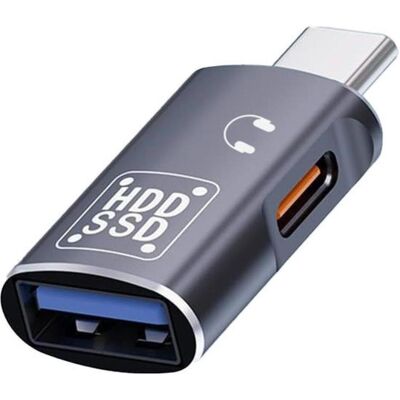 PowerGuard 2 en 1 Connect OTG Adaptateur USB-C 3.0 & Connecteur USB-C pour casque, Adaptateur USB, Gris PowerGuard 2 en 1 Connect OTG Adaptateur USB-C 3.0 & Connecteur USB-C pour casque, Adaptateur USB, Gris