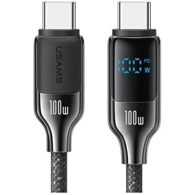 Usams Câble USB-C na USB-C 100W 1,2m Digital Display Zinc Alloy Fast Charging Data Cable HX Series (1.20 m, 100 W), Câble USB Usams Câble USB-C na USB-C 100W 1,2m Digital Display Zinc Alloy Fast Charging Data Cable HX Series (1.20 m, 100 W), Câble USB
