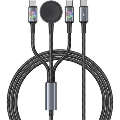 Usams Cable Huan Series 3-in-1 z ładowarką indukcyjną 72W do USB-C tarnish (1.20 m, USB 2.0, 72 W), Câble USB Usams Cable Huan Series 3-in-1 z ładowarką indukcyjną 72W do USB-C tarnish (1.20 m, USB 2.0, 72 W), Câble USB
