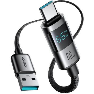 Joyroom USB-A to USB-C fast charging cable with display, 66W, 1.2m (1.20 m, USB 2.0, 66 W), Câble USB Joyroom USB-A to USB-C fast charging cable with display, 66W, 1.2m (1.20 m, USB 2.0, 66 W), Câble USB