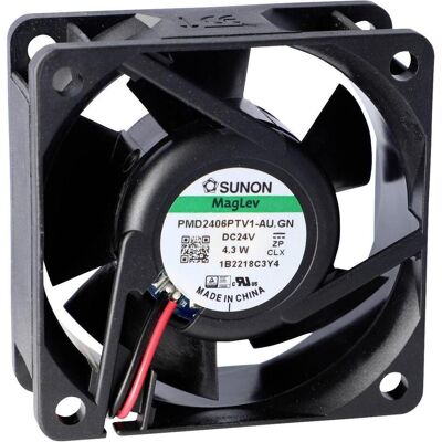 Sunon PMD2406PTV1-A.U.GN Ventilateur axial 24 V/DC 61.14 m³/h (L x l x H) 25 x 60 x 60 (60 mm, 1x), Ventilateur PC, Noir Sunon PMD2406PTV1-A.U.GN Ventilateur axial 24 V/DC 61.14 m³/h (L x l x H) 25 x 60 x 60 (60 mm, 1x), Ventilateur PC, Noir