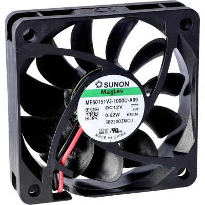 Sunon MF60151V1-1000U-A99 Ventilateur axial 12 V/DC 44.84 m³/h (L x l x H) 15 x 60 x 6 (60 mm), Ventilateur PC, Noir Sunon MF60151V1-1000U-A99 Ventilateur axial 12 V/DC 44.84 m³/h (L x l x H) 15 x 60 x 6 (60 mm), Ventilateur PC, Noir