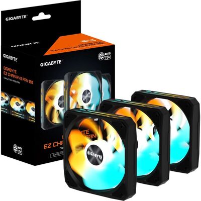 Gigabyte ventilátor EZ CHAIN RVS FAN 3-PACK, 3x120mm, černá (120 mm, 3x), Ventilateur PC, Noir Gigabyte ventilátor EZ CHAIN RVS FAN 3-PACK, 3x120mm, černá (120 mm, 3x), Ventilateur PC, Noir