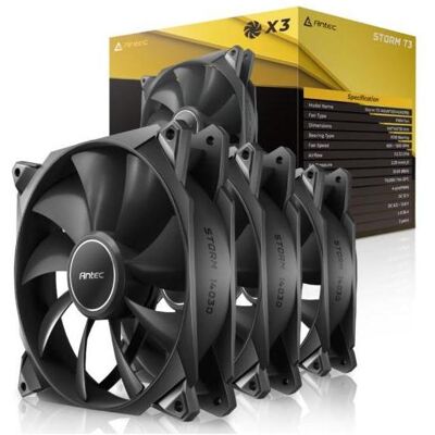 Antec Ventilateurs PC Storm T3 PWM 140 (140 mm, 3x), Ventilateur PC, Noir Antec Ventilateurs PC Storm T3 PWM 140 (140 mm, 3x), Ventilateur PC, Noir