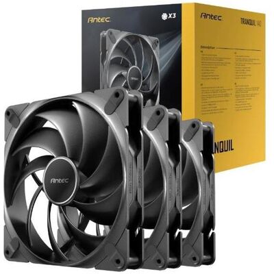 Antec Tranquille 140mm 3 (140 mm, 3x), Ventilateur PC, Noir Antec Tranquille 140mm 3 (140 mm, 3x), Ventilateur PC, Noir