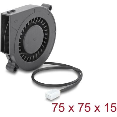 Delock Radiallüfter / Lüftergebläse 12 V DC 75 x 75 x 15 mm mit 3-Pin Lüfteranschluss, schwarz (75 mm, 1x), Ventilateur PC, Noir Delock Radiallüfter / Lüftergebläse 12 V DC 75 x 75 x 15 mm mit 3-Pin Lüfteranschluss, schwarz (75 mm, 1x), Ventilateur PC, Noir