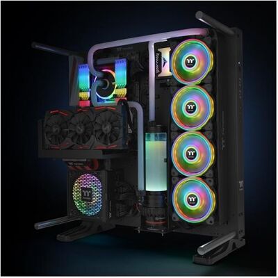 Thermaltake Riing Quad 12 RGB PWM Single Pack (no controller) (120 mm, 1x), Ventilateur PC, Noir, Blanc Thermaltake Riing Quad 12 RGB PWM Single Pack (no controller) (120 mm, 1x), Ventilateur PC, Noir, Blanc