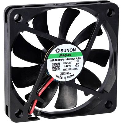 Sunon MF60101V2-1000U-A99 Ventilateur axial 12 V/DC 24.29 m³/h (L x l x H) 10 x 60 x 6 (60 mm), Ventilateur PC, Noir Sunon MF60101V2-1000U-A99 Ventilateur axial 12 V/DC 24.29 m³/h (L x l x H) 10 x 60 x 6 (60 mm), Ventilateur PC, Noir