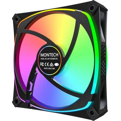 Montech AX120 PRO PWM Lüfter, ARGB - 3er-Pack, 120mm, schwarz (120 mm, 3x), Ventilateur PC, Noir Montech AX120 PRO PWM Lüfter, ARGB - 3er-Pack, 120mm, schwarz (120 mm, 3x), Ventilateur PC, Noir