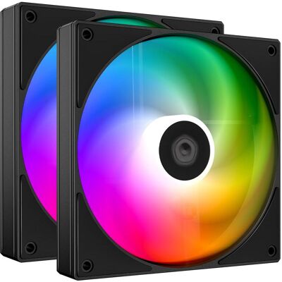 ID-Cooling AS-140-ARGB-K (2-pack) - Kabinet kler - 140mm - Sort med RGB LED lys - 25 dBA (140 mm, 2x), Ventilateur PC, Multicolore, Noir ID-Cooling AS-140-ARGB-K (2-pack) - Kabinet kler - 140mm - Sort med RGB LED lys - 25 dBA (140 mm, 2x), Ventilateur PC, Multicolore, Noir
