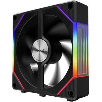 Gamdias Lot de 3 Ventilateurs de boitier Aeolus P2 RGB - 12cm (Noir) (120 mm, 3x), Ventilateur PC, Noir Gamdias Lot de 3 Ventilateurs de boitier Aeolus P2 RGB - 12cm (Noir) (120 mm, 3x), Ventilateur PC, Noir
