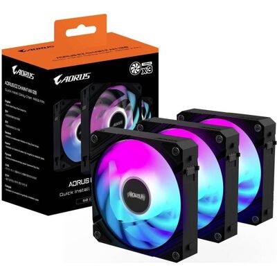 Gigabyte AORUS EZ CHAIN FAN 120 (3-Pack) (120 mm, 3x), Ventilateur PC, Multicolore, Noir Gigabyte AORUS EZ CHAIN FAN 120 (3-Pack) (120 mm, 3x), Ventilateur PC, Multicolore, Noir