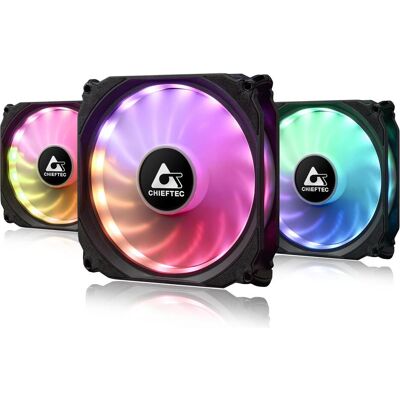 Chieftec CF-3012-RGB (120 mm, 3x), Ventilateur PC, Noir Chieftec CF-3012-RGB (120 mm, 3x), Ventilateur PC, Noir