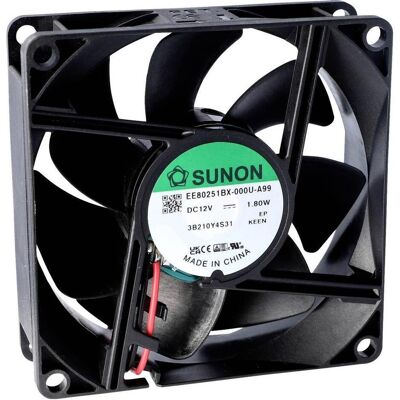 Sunon MF80251V1-1000U-G99 Ventilateur axial 12 V CC 69,64 m³/h (L x l x H) 20 x 80 x 8 (80 mm), Ventilateur PC, Noir Sunon MF80251V1-1000U-G99 Ventilateur axial 12 V CC 69,64 m³/h (L x l x H) 20 x 80 x 8 (80 mm), Ventilateur PC, Noir