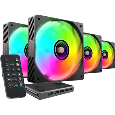 Mars Gaming Mfsi4kit (120 mm, 4x), Ventilateur PC, Noir Mars Gaming Mfsi4kit (120 mm, 4x), Ventilateur PC, Noir