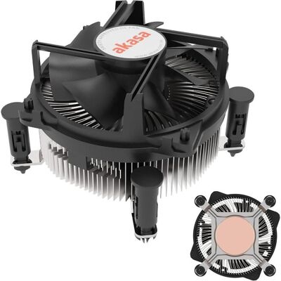 Akasa Cooler Copper Core pour Intel LGA1700 jusqu'à 125W TDP. pushpin (63.20 mm), Ventirad processeur, Noir Akasa Cooler Copper Core pour Intel LGA1700 jusqu'à 125W TDP. pushpin (63.20 mm), Ventirad processeur, Noir