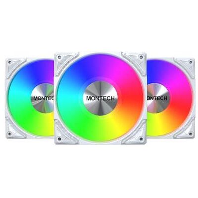 Montech Metal Pro 12 Argb Pwm (120 mm, 3x), Ventilateur PC, Multicolore, Blanc Montech Metal Pro 12 Argb Pwm (120 mm, 3x), Ventilateur PC, Multicolore, Blanc