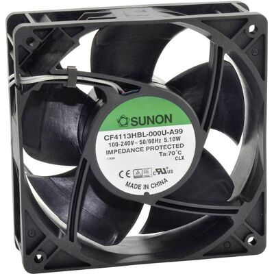 Sunon Ventilateur 230V 120x38 K L 185 m3/h IP55 PWM (120 mm, 1x), Ventilateur PC, Noir Sunon Ventilateur 230V 120x38 K L 185 m3/h IP55 PWM (120 mm, 1x), Ventilateur PC, Noir