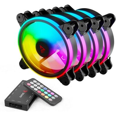 Savio Wentylator FAN-01 4-pack 120mm ARGB wraz kontrolerem oraz pilotem (120 mm, 4x), Ventilateur PC, Noir Savio Wentylator FAN-01 4-pack 120mm ARGB wraz kontrolerem oraz pilotem (120 mm, 4x), Ventilateur PC, Noir