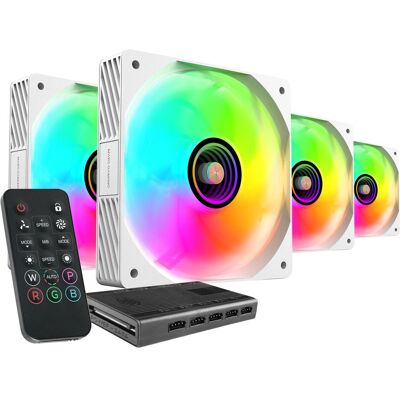 Mars Gaming Mfsi4kitw (120 mm, 4x), Ventilateur PC, Blanc Mars Gaming Mfsi4kitw (120 mm, 4x), Ventilateur PC, Blanc