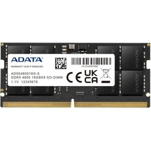 Adata SO-DDR5 16GB 4800-40 Premier Single Tray (1 x 16GB, 4800 MHz, RAM DDR5, SO-DIMM), Mémoire vive, Noir Adata SO-DDR5 16GB 4800-40 Premier Single Tray (1 x 16GB, 4800 MHz, RAM DDR5, SO-DIMM), Mémoire vive, Noir
