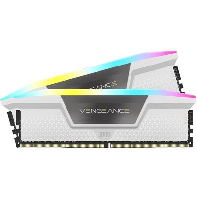 Corsair Vengeance RGB (2 x 16GB, 5200 MHz, RAM DDR5), Mémoire vive, Blanc Corsair Vengeance RGB (2 x 16GB, 5200 MHz, RAM DDR5), Mémoire vive, Blanc