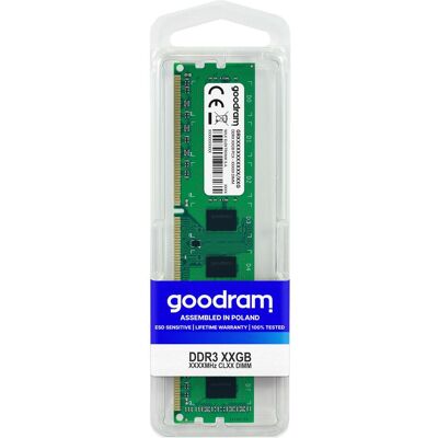 Goodram GR1600D364L11S (1 x 4GB, 1600 MHz, RAM DDR3, DIMM), Mémoire vive, Vert Goodram GR1600D364L11S (1 x 4GB, 1600 MHz, RAM DDR3, DIMM), Mémoire vive, Vert