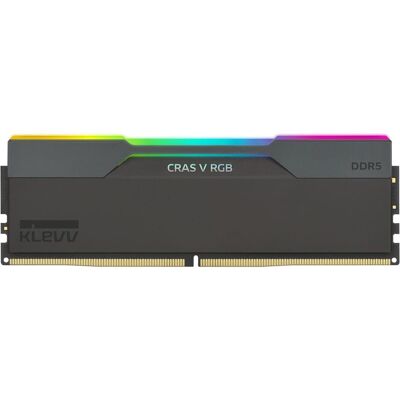 Klevv 32GB (16GBx2) CRAS V RGB 6400MHz CL30 DDR5 Kit Black (2 x 16GB, 6400 MHz, RAM DDR5, DIMM), Mémoire vive, Noir Klevv 32GB (16GBx2) CRAS V RGB 6400MHz CL30 DDR5 Kit Black (2 x 16GB, 6400 MHz, RAM DDR5, DIMM), Mémoire vive, Noir