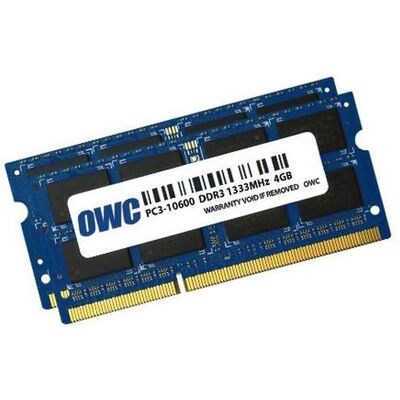 OWC OWC1333DDR3S08S (2 x 4GB, 1333 MHz, RAM DDR3, SO-DIMM), Mémoire vive, Bleu OWC OWC1333DDR3S08S (2 x 4GB, 1333 MHz, RAM DDR3, SO-DIMM), Mémoire vive, Bleu