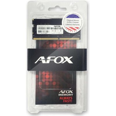 AFOX DDR4 (1 x 8GB, 3200 MHz, RAM DDR4, SO-DIMM), Mémoire vive, Noir AFOX DDR4 (1 x 8GB, 3200 MHz, RAM DDR4, SO-DIMM), Mémoire vive, Noir
