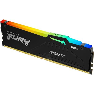 Kingston 32GB 6000MT/s DDR5 CL36 DIMM FURY Beast RGB (6000 MHz, RAM DDR5, DIMM), Mémoire vive, Noir Kingston 32GB 6000MT/s DDR5 CL36 DIMM FURY Beast RGB (6000 MHz, RAM DDR5, DIMM), Mémoire vive, Noir