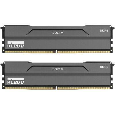 Klevv 64GB (32GBx2) BOLT V 6000MHz CL30 DDR5 Kit Black (2 x 32GB, 6000 MHz, RAM DDR5), Mémoire vive, Gris, Noir Klevv 64GB (32GBx2) BOLT V 6000MHz CL30 DDR5 Kit Black (2 x 32GB, 6000 MHz, RAM DDR5), Mémoire vive, Gris, Noir