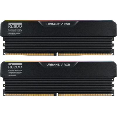 Klevv 32GB (16GBx2) URBANE V RGB 6000MHz CL28 DDR5 Kit Black (2 x 16GB, 6000 MHz, RAM DDR5, DIMM), Mémoire vive, Noir Klevv 32GB (16GBx2) URBANE V RGB 6000MHz CL28 DDR5 Kit Black (2 x 16GB, 6000 MHz, RAM DDR5, DIMM), Mémoire vive, Noir