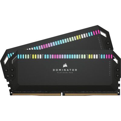 Corsair Dominator Platinum RGB (2 x 32GB, 5200 MHz, RAM DDR5, DIMM), Mémoire vive, Noir Corsair Dominator Platinum RGB (2 x 32GB, 5200 MHz, RAM DDR5, DIMM), Mémoire vive, Noir