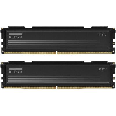 Klevv 32GB (16GBx2) FIT V 6400MHz CL30 DDR5 UDIMM Kit, Black (2 x 16GB, 6400 MHz, RAM DDR5, DIMM), Mémoire vive, Noir Klevv 32GB (16GBx2) FIT V 6400MHz CL30 DDR5 UDIMM Kit, Black (2 x 16GB, 6400 MHz, RAM DDR5, DIMM), Mémoire vive, Noir