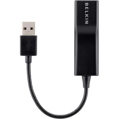 Belkin F4U047BT (USB 2.0, RJ45 (1x)), Adaptateur réseau, Noir Belkin F4U047BT (USB 2.0, RJ45 (1x)), Adaptateur réseau, Noir