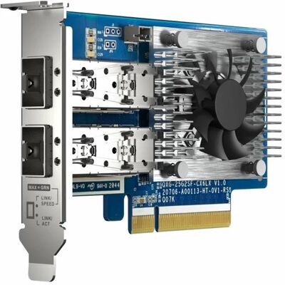 QNAP Carte d'extension de réseau SFP28 à double port, 25GbE, form factor à profil bas, PCIe Gen4 x8, NAS : accessoires QNAP Carte d'extension de réseau SFP28 à double port, 25GbE, form factor à profil bas, PCIe Gen4 x8, NAS : accessoires