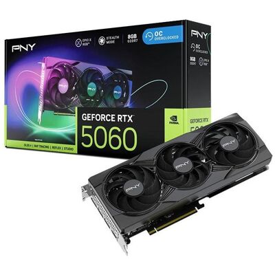 PNY GeForce RTX5060 8 Go DDR7 ARGB OC (8 Go, GDDR7), Carte graphique, Noir, Multicolore PNY GeForce RTX5060 8 Go DDR7 ARGB OC (8 Go, GDDR7), Carte graphique, Noir, Multicolore
