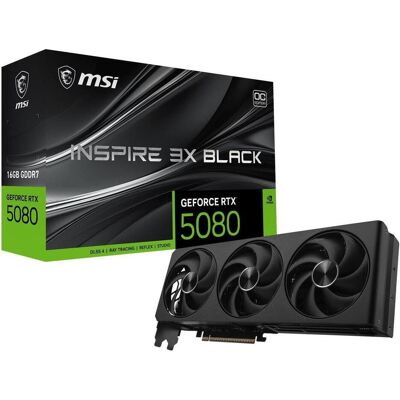 MSI GeForce RTX 5080 Inspire 3X OC (16 Go, GDDR7), Carte graphique, Noir MSI GeForce RTX 5080 Inspire 3X OC (16 Go, GDDR7), Carte graphique, Noir
